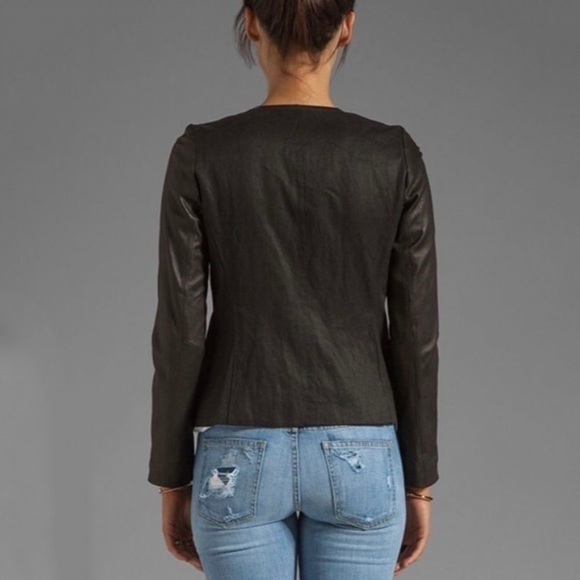 Vince genuine lamb leather sleeve jacket black coat asymmetric zip moto 12 - Picture 11 of 16